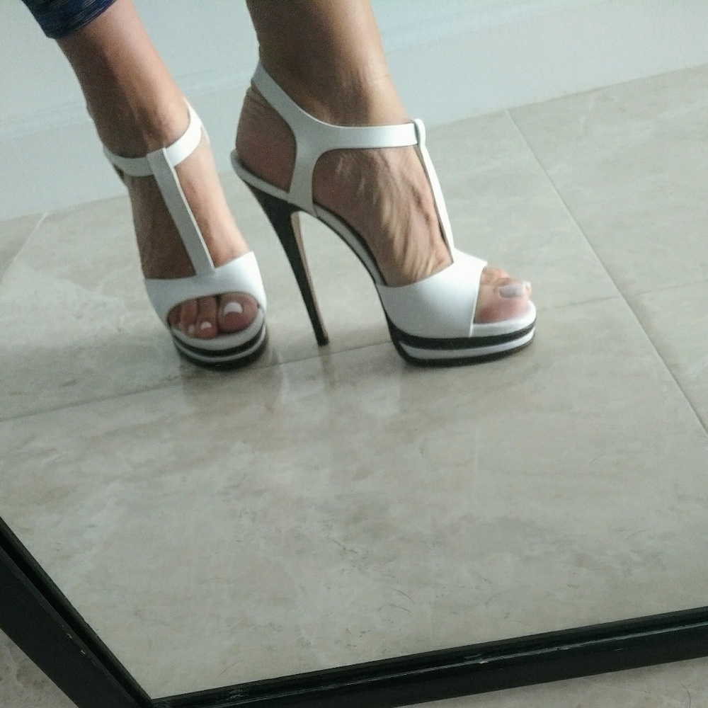 Casadei white leather 5.5inch sandals